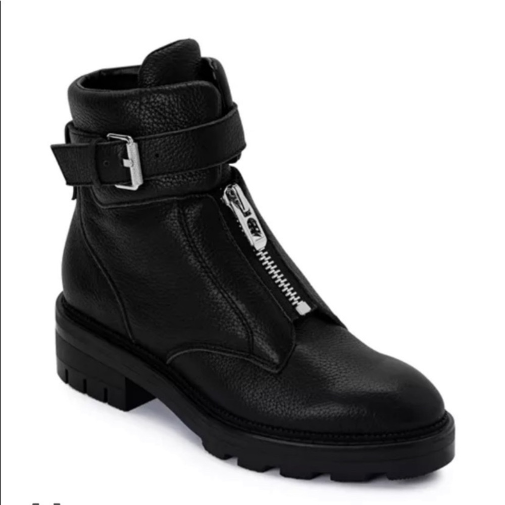 Dolce Vita Lurra Black Leather Front Zip Up Ankle Boot | Color: Black| Size: 9